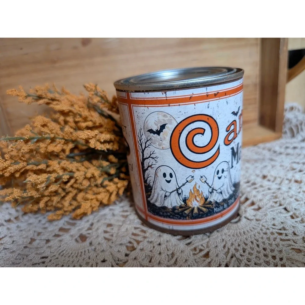 CAMPFIRE HALLOWEEN Rusty Vintage Style Upcycled Pint Tin